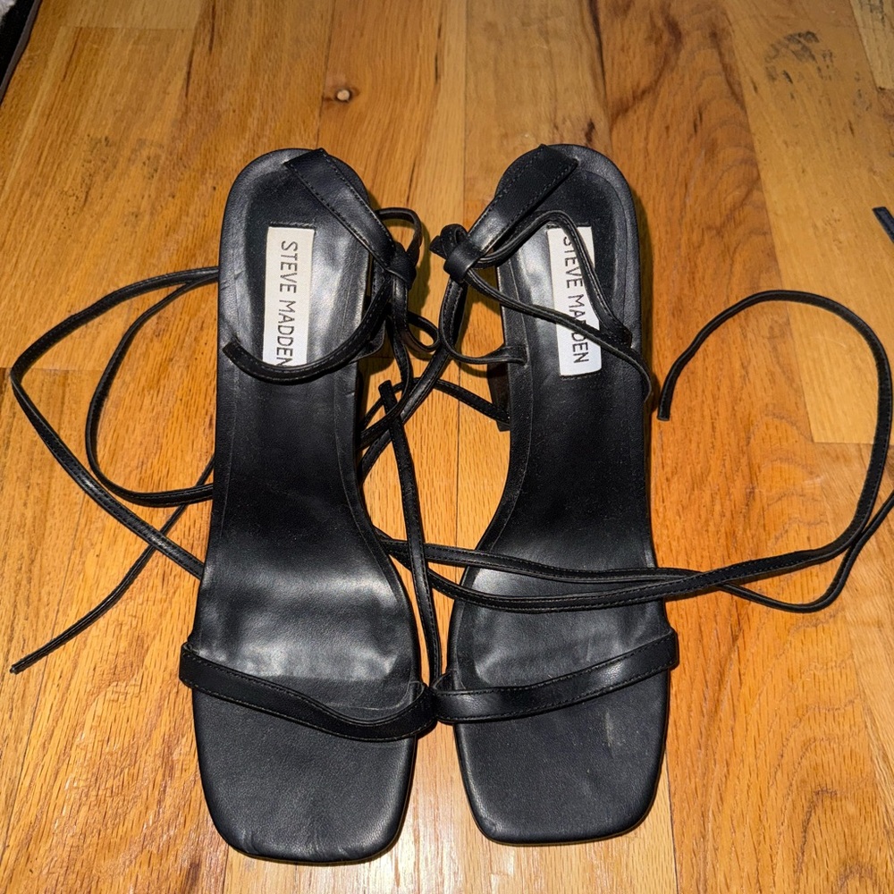 Steve Madden Black Lace-Up Heels